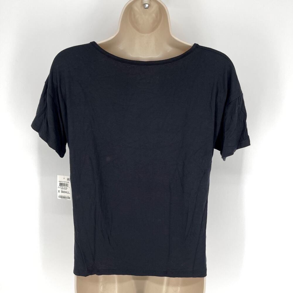 INC Womens NEW PJ Sleep Top Shirt Sz XS Black Stretch Short Sleeve Comfy - Picture 2 of 8